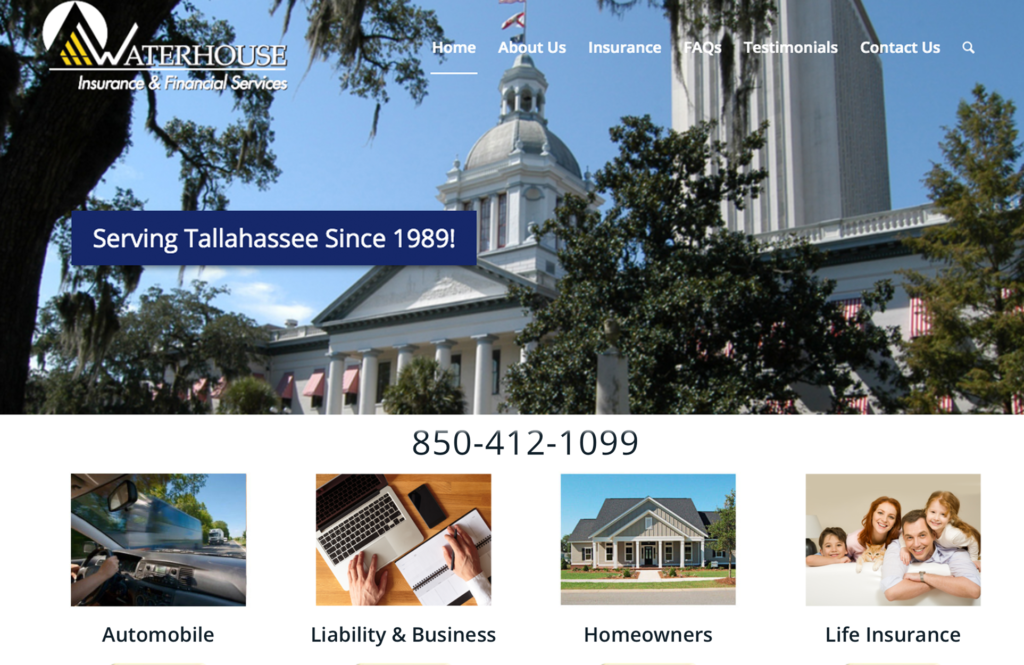 Waterhouse Insurance Tallahassee Website Design Gelhardt
