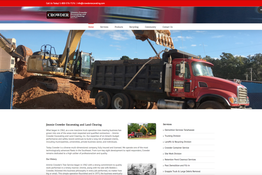 Crowder Excavating and Land Clearing Website