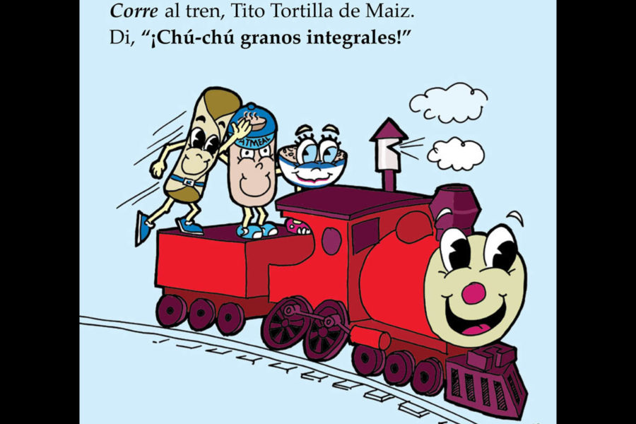 Cartoon Illustration With Spanish Translated Book