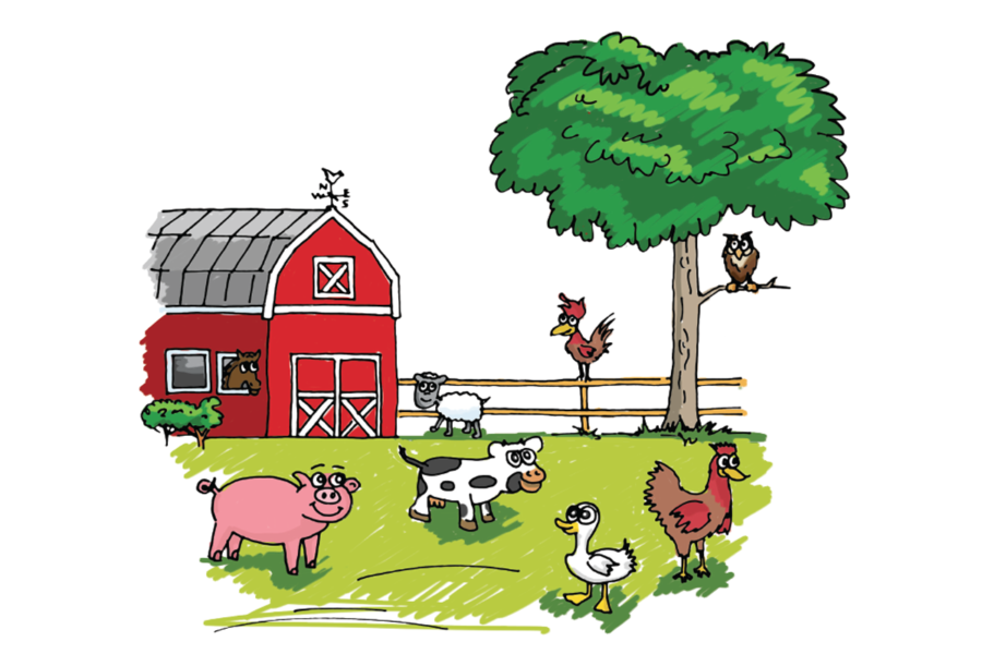 Shuster the Rooster Farm Illustration